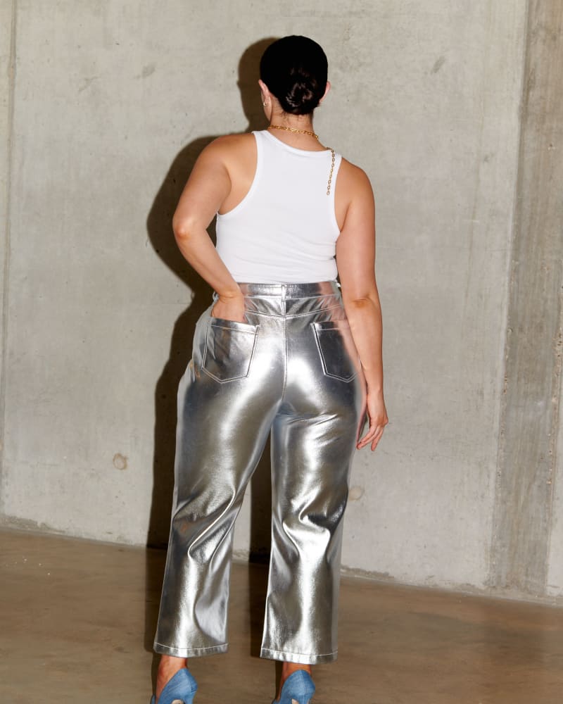 Silver Vegan Leather Trouser Silver